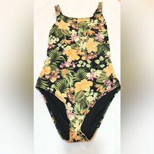 New with Tags Hurley Women’s Tropical 1 Pc Swimsuit XXL Ladies 12 14 UPF 50 Sun